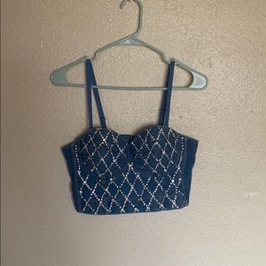 Miss Lola diamond jean top